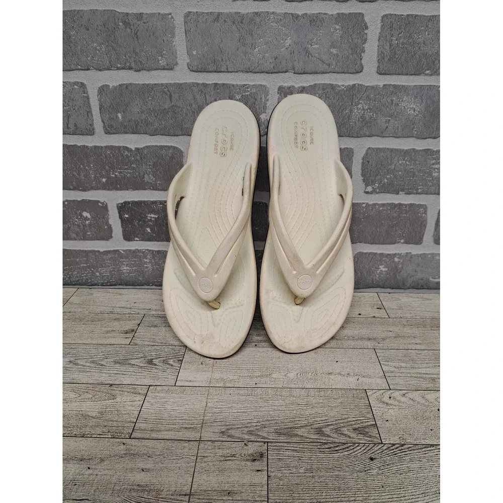 Crocs Crocband Flip Flops‎ Sandals Outdoor Women's White Size 9